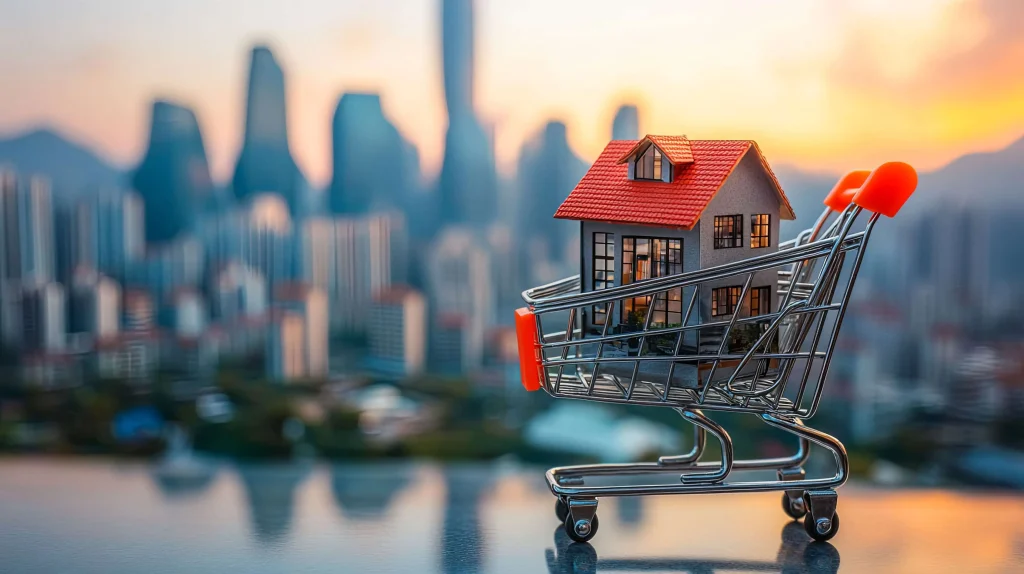 Scalable real estate platform interface showing property search, map view, listings, and filters on desktop and mobile screens